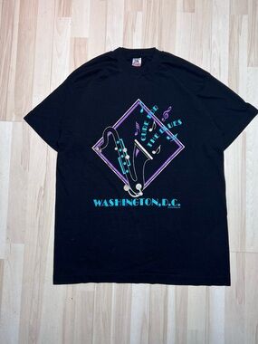 MINT 1993 Washington DC “Cure for the Blues” Saxophone Tee - XL Single Stitch